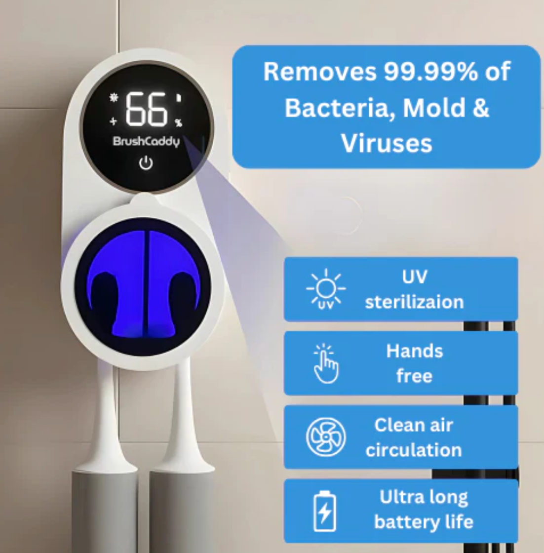 BrushCaddy UV: Advanced Toothbrush Storage with 24/7 UV Protection